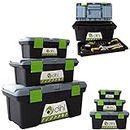 3pc 10" 13" 16" Plastic Chest Tool Box Set DIY Compartment Storage Toolbox Bag Handle & Tray