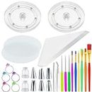 56 PCS Cookie Decorating Kit Supplies Including Acrylic Cookie Turntable Cookie Decoration Brushes Cookie Scribe Needle Piping Bags Icing Tips for Cookie Cupcake Cake Decoration