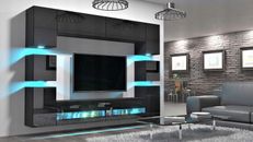 Modern Living Room Furniture Black Gloss Entertainment Set LED Lightings
