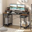 YAOHUOO Computer Desk with Drawers and Monitor Stand, 55" Office Desk with Storage Shelf/CPU Stand for Home Office Work Study Writing,Rustic Brown