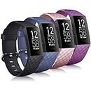 [4 Pack]Sport Bands for Fitbit Charge 4 Band & Fitbit Charge 3 Bands, Soft Silicone Adjustable Comfortable Replacement Wristbands Women/Men for Fitbit Charge 4 / Fitbit Charge 3 / Charge 3 SE