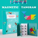 Children Wooden Magnetic Tangram Puzzle Shape Game Educational Book Kids Toys