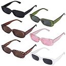 Heyu-Lotus 6 Stück Vintage Rechteckige Sonnenbrille für Damen, UV400 Mode Brille Damen Retro Sonnenbrille für Reisen und Alltag
