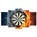 5 Piece Fire and Water Dart Board Print Leisure Sport Painting for Game Room ...