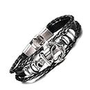 Authentic Anchor Charm Genuine Leather Wrap Bracelet Fashion Jewellery, Black - from Hot