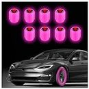 Luminous Tire Valve Caps,Glow in The Dark Valve Stem Caps for Car Decorations & Protections,Universal Car Accessories Exterior Tire Caps Fit for Most Cars,Trucks,SUVs (Skull Logo/Pink)