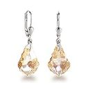 Schöner SD 925 Silver Earrings with Small Crystal Baroque Drops, Glass, Crystal