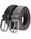 RBOCOTT Elastic Belt Braided Belt Mens Belt Stretch Woven Belt Black Belt Grey Belt for Women(105cm)