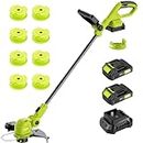 JAGROM 12-inch Cordless String Trimmer with Fast Charger, 2 X 2.0Ah Battery Powered Weed Wacker with Auto Line Feed, 20V Weed Eater, Lawn Edger with 8 Pcs Grass Cutter Spool Line and 2 Spool Cap