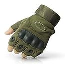 KeepCart Nylon Tactical Half Finger Gloves for Sports, Hiking, Cycling, Travelling, Camping, Outdoor, Motorcycle Riding Fingerless Half Finger Men Women Work Outdoor Gloves , Green