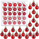 Christmas Concepts® Confezione da 25-25mm Mini Baubles per albero di Natale - Baubles decorati lucidi, opachi e glitterati (rosso)
