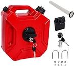 E-GENERIX® 1.3 Gallon with Mounting Bracket and Lock,5L Oil Petrol Storage Cans Spare Emergency Backup Tanks, for SUV Motorcycle ATV Gas Can (RED)