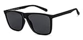 VINCENT CHASE EYEWEAR Unisex Adult Square Polarization Sunglasses (Black_Large)