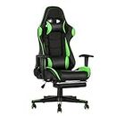 Gaming Chair, Racing Style Office High Back Ergonomic Conference Work Chair Reclining Computer PC Swivel Desk Chair 170 Degree Reclining Angle with Headrest, Lumbar Cushion & Footrest (Green)
