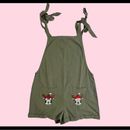 Disney Pants & Jumpsuits | Green Disney Mickey & Minnie Embroidered Christmas Holiday Overalls Romper | Color: Green | Size: Xl