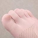 Summer Ladies Hollow Breathable Silicone Non-slip Five-finger Boat Socks Yoga Socks (Pink)