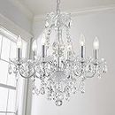 AGV LIGHTING Modern Chandelier Light Fixture, Chandelier Crystals with 6-Light, in Silver & Chrome