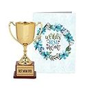TIED RIBBONS Gift for Mom Mother Mummy Maa on Mothers Day Birthday - Golden Trophy Award with Greeting Card Combo