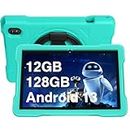 2024 Kids Tablet, 10 inch Android 13 Tablets for Kid Toddler 12GB+128GB 6000mAh Tablet with Shockproof Case, 5G WiFi, Kids Space Parental Control, 1280x800 HD Touchscreen, Bluetooth,Dual Camera -Green