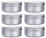 4 Ounce Aluminum Cans 120 mL Screw Lid Metal Storage Tins Containers for Storing Spices, Candies, Lip Balm, Candles, 6 Pcs.