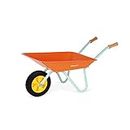 Janod - Happy Garden - Metal Wheelbarrow for Children with Shovel and Rake - Outdoor Gardening Game - For children from the Age of 3, J03194, Orange and Blue