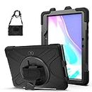 Blllue Case for Samsung Galaxy Tab Active Pro 10.1 Inch SM-T540/SM-T547, 360 Degree Swivel Kickstand Hand Shoulder Strap Shockproof Rugged Protective Case, Black
