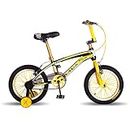 Vaux BMX-155 Cycle for Boys 16 inch with Sidewheels, Hi-Ten Steel Frame, V-Brakes, Alloy Rims, Tubular Tyres, Cycle for Kids for 4 to 7 Years Age & Ideal Height 3ft 3inch+ (Yellow)