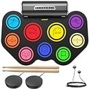 ORASANT Electronic Drum Set,9-Pad Electric Drum Set for Kids|Adult,Electric Drum Pad Roll-up Practice Drum Pad,Built-in Speaker Drum Headphone,12H Playtime,Birthday Gift for Kids