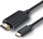 USB C to HDMI Cable, [4K, High-Speed] USB Type C to HDMI Cable for Home Office, [Thunderbolt 3/4 Compatible] for MacBook Pro/Air 2020, iPad Air 4, iPad Pro 2021, iMac, S23, XPS 17, and More-10ft black