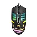 Ant Value GM1103 Gaming Mouse, USB Optical Computer Mice with RGB Backlit, 4 Adjustable DPI Up to 3600, Ergonomic Gamer Laptop PC Mouse for Windows 7/8/10/XP Vista Linux -Black