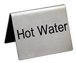 New Star Foodservice 27143 Stainless Steel Table Tent Sign,"Hot Water", 2-Inch by 2-Inch, Set of 6