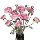 IPOPU 5pcs Pink Ranunculus Artificial Flower 15Heads 24'' Long Stems Silk Ranunculus Fake Buttercup Artificial Flowers for DIY Wedding Bouquets Home Kitchen Decorations (Pink)