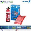 Fire Extinguisher 1kg Kit Quell Set Fire Blanket & Bracket Home Kitchen Safety