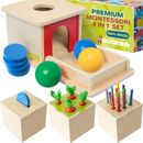 Quokka Montessori Spielzeug für Kleinkinder - 4er SET Holz Baby Spielzeug 6 Monate 1 & 2 Jahre