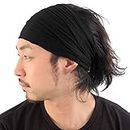 CHARM Mens Womens Headband Bandana – Comfortable Head Bands with Elastic Secure Non Slip for Runners Fitness Sports Gym Tennis Crossfit Lightweight Black