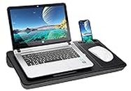 Lap Desk - Portable Laptop Desk with Device Ledge, Mouse Pad and Phone Holder, Fits up to 15.6inch Laptop Tablet Black Laptop Stand for Home Office Writing Desk and Drawing