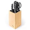 Joejis Universal Knife Block Without Knives with Extra Slots for Scissors & Sharpening Rod, Bamboo Knife Block only, Easy to Clean & Drain Kitchen Knife Holder