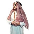 Adult Men Arab Head Scarf Keffiyeh Middle East Desert Shemagh Wrap Muslim Headwear Arabian Costume Accessories, Red, 55"