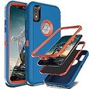 YmhxcY for iPhone XR Case Shockproof Dropproof Dust-Proof Drop Proof 3-Layer Durable Phone Case Heavy Duty Protection Phone Case Cover for Apple iPhone XR 6.1“ Blue and Orange