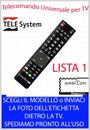 TELECOMANDO UNIVERSALE TV DVD SAT DECODER BD TELESYSTEM - SCEGLI MODELLO LISTA 1