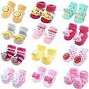 Kidbee Baby Socks Assorted Prints Crawling Anti Skid Griped Socks (0-12 Months) (Girls Color, 6)