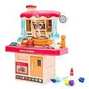 Kitchen Playset Toy for Kids Toddlers, Pretend Play Kitchen Toy Set with Realistic Cooking Sound Simulation Spray Play Sink with Press Faucet for Girls Boys