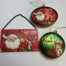 RAZ Imports Christmas Lot Throwback Santa And Reindeer Ornaments Red & Green
