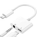 [Apple MFi Certified] Headphone Adapter for iPhone 13, 2 in 1 Lightning to 3.5mm AUX Audio + Charger Splitter Compatible with iPhone 13/12/11/XS/XR/X 8/iPad