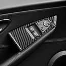 KUNGKIC Car Carbon Fibre Accessories Interior Door Control Panel Window Glass Lifting Switch Console Cover Sticker Decoration Set for BMW 6 Series E63 E64 2004 2005 2006 2007 2008 2009 2010 (Black)
