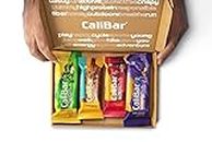 CaliBar Protein Bar - All in 1 Pack of 4 Bars (Almond Choco + Banana Binge + Berry Almond + Roasted Coffee Bean Crispy Bar) Combo Pack of 4 | Assorted Pack, No Added Sugar, Gluten-Free, High Fiber, No Preservatives, Delicious Taste & 100% Veg. | Guilt-Free snacking for High Protein diets, Sustained Energy, Fitness & Immunity (40g x 2 Bars + 65g x 2 Bars)