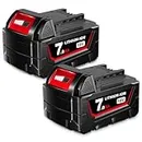 GROWFEAT 2 Pack 7.0Ah M -18 Lithium-ion Replacement for Milwaukee Battery Compatible with Milwaukee 18V Battery 48-11-1812 48-11-1850 48-11-1852 48-11-1862 for Cordless Power Tools Battery