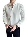 GRECIILOOKS Men Solid Regular Fit Shirt (GL-MS-6134_White XL)