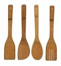 Kitchen 4 x Wooden Spoon Spatula Spoons Cooking Utensils Tools Turner Set