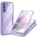 CCSamll for Samsung Galaxy S21 5G Clear Case with Screen Protector, Slim Shockproof Soft TPU Bumper Full Body Protection Phone Cover Case for Samsung Galaxy S21 5G QC Purple